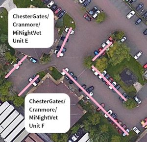 Plan of the car park at ChesterGates Veterinary Specialists